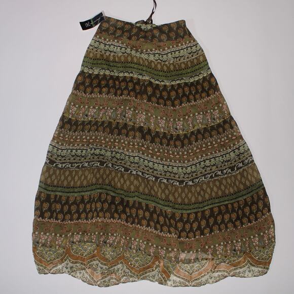 INC Green Multicolored Maxi Double Lined Skirt With Sequins & Beading NWT Size 2 - Picture 2 of 4